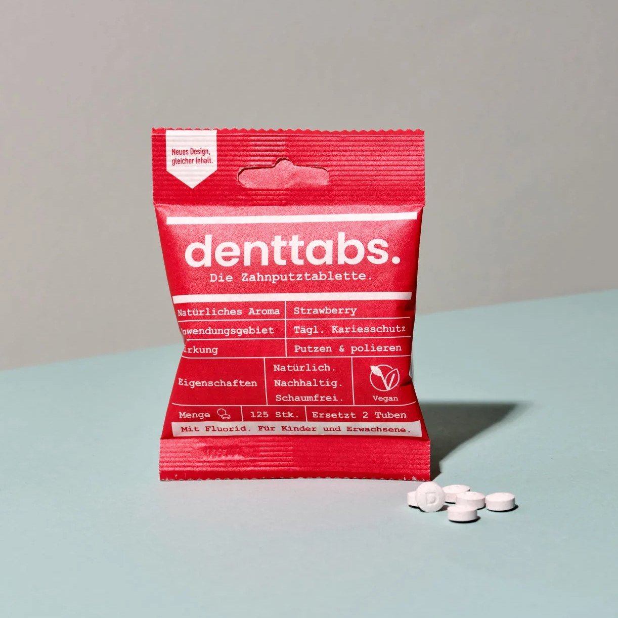 Denttabs hammastahnatabletit fluorilla (mansikka) 125 tbl