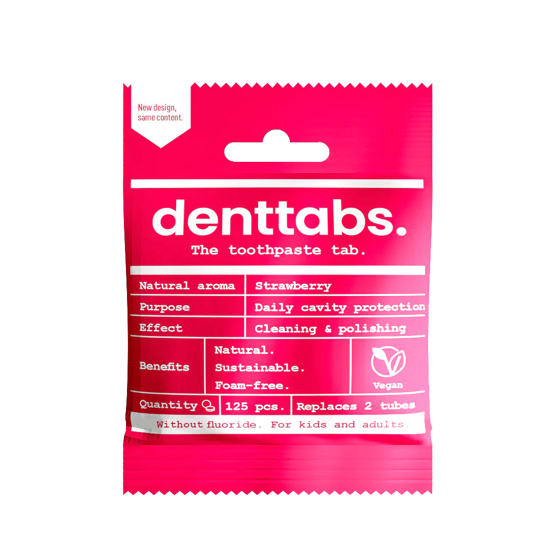 Denttabs hammastahnatabletit (mansikka) fluoriton 125 tbl