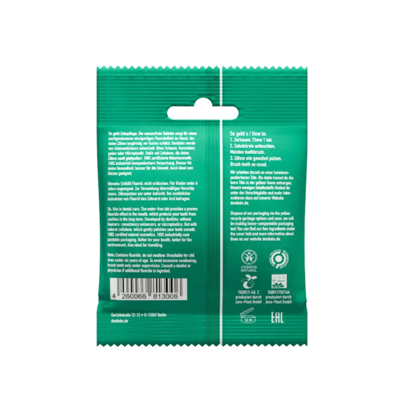 Denttabs hammastahnatabletit fluorilla (minttu), 125 tbl