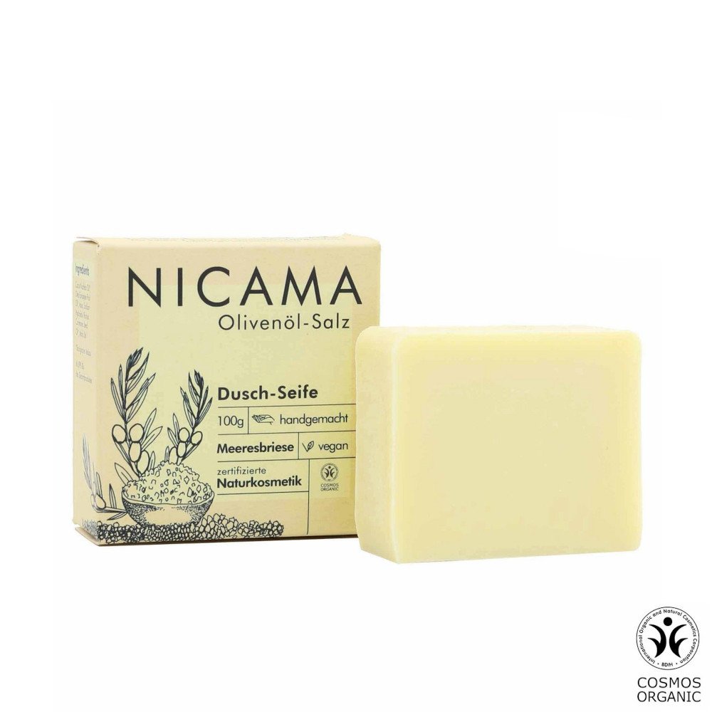 NICAMA suihkusaippua (oliiviöljy ja merisuola), 100g