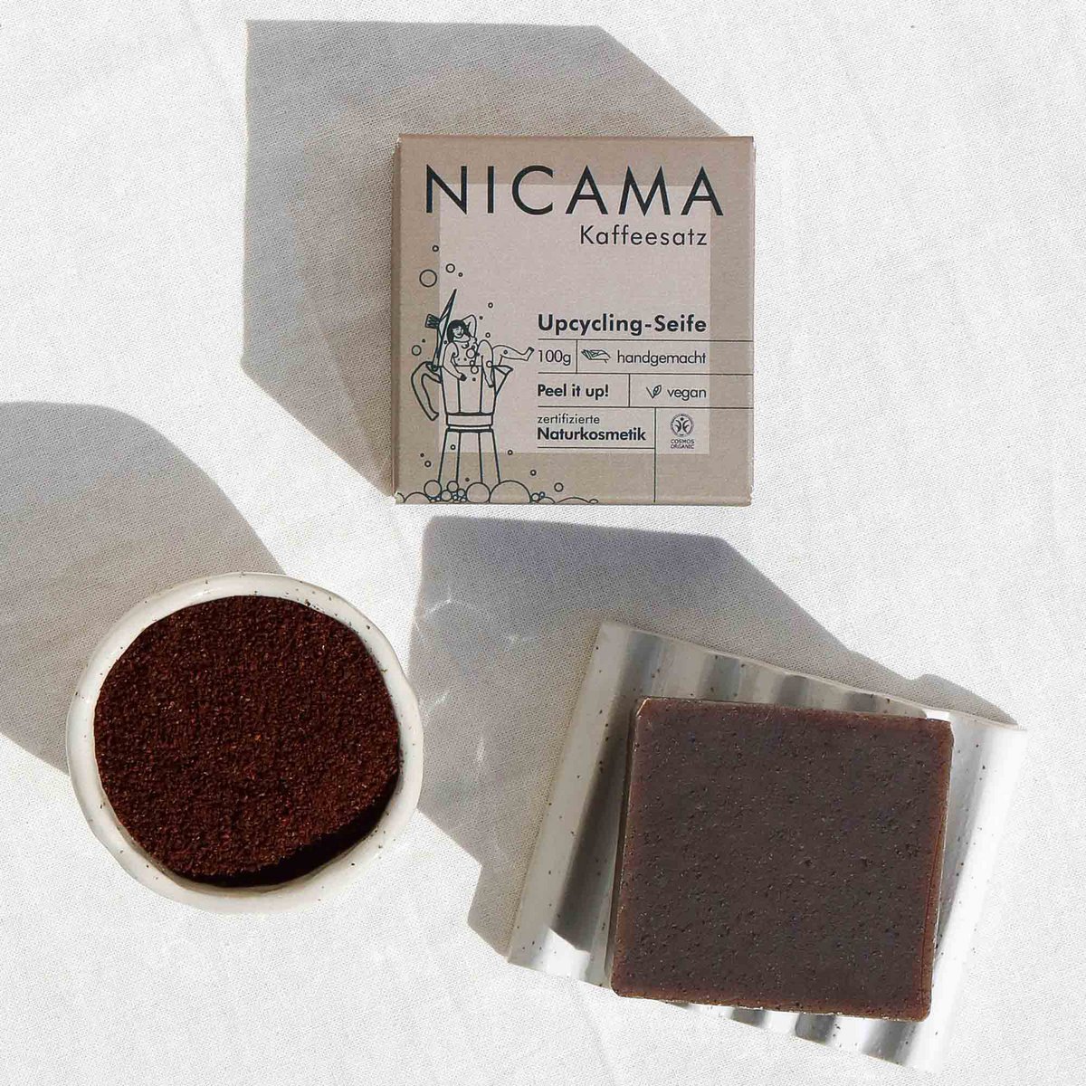 NICAMA zero waste kuorintasaippua kahvilla, 100g
