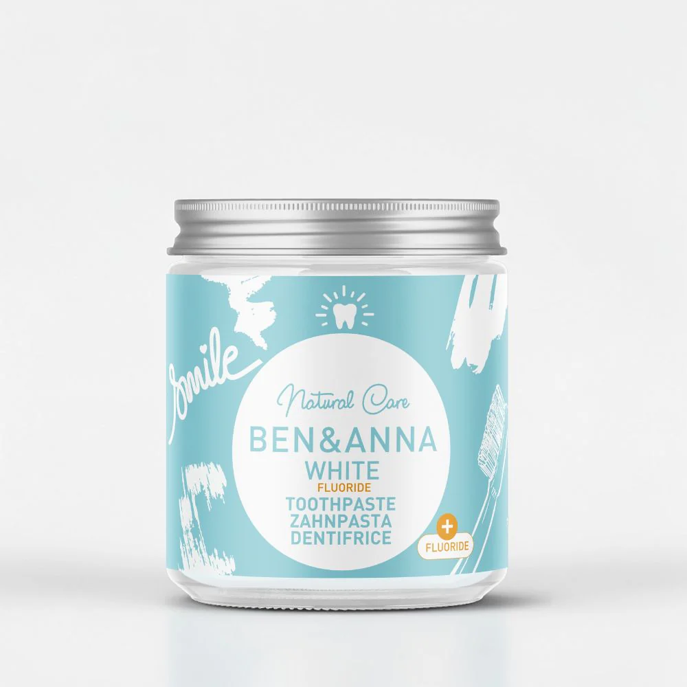 Ben & Anna White hammastahna lasipurkkissa 100ml