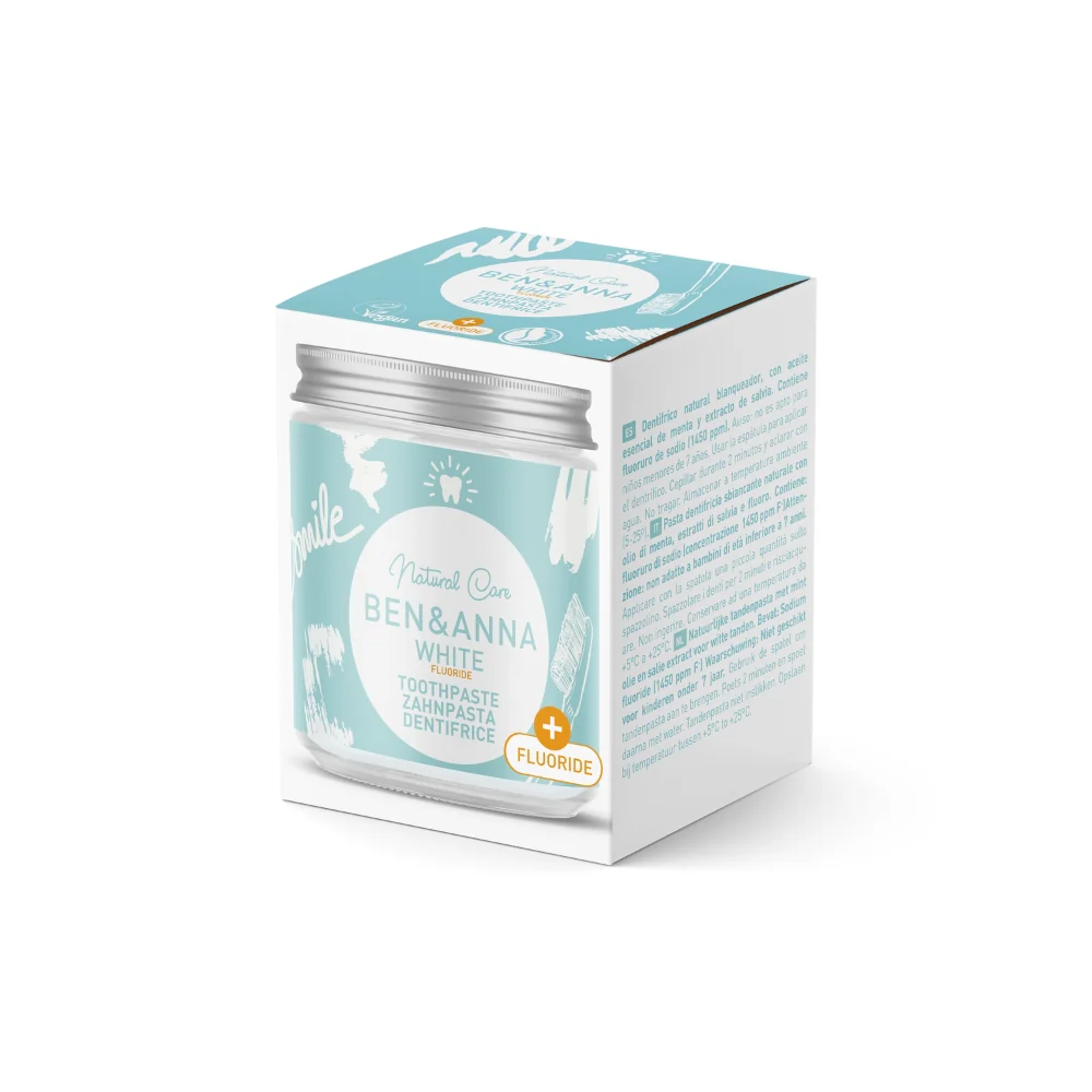 Ben & Anna White hammastahna lasipurkkissa 100ml