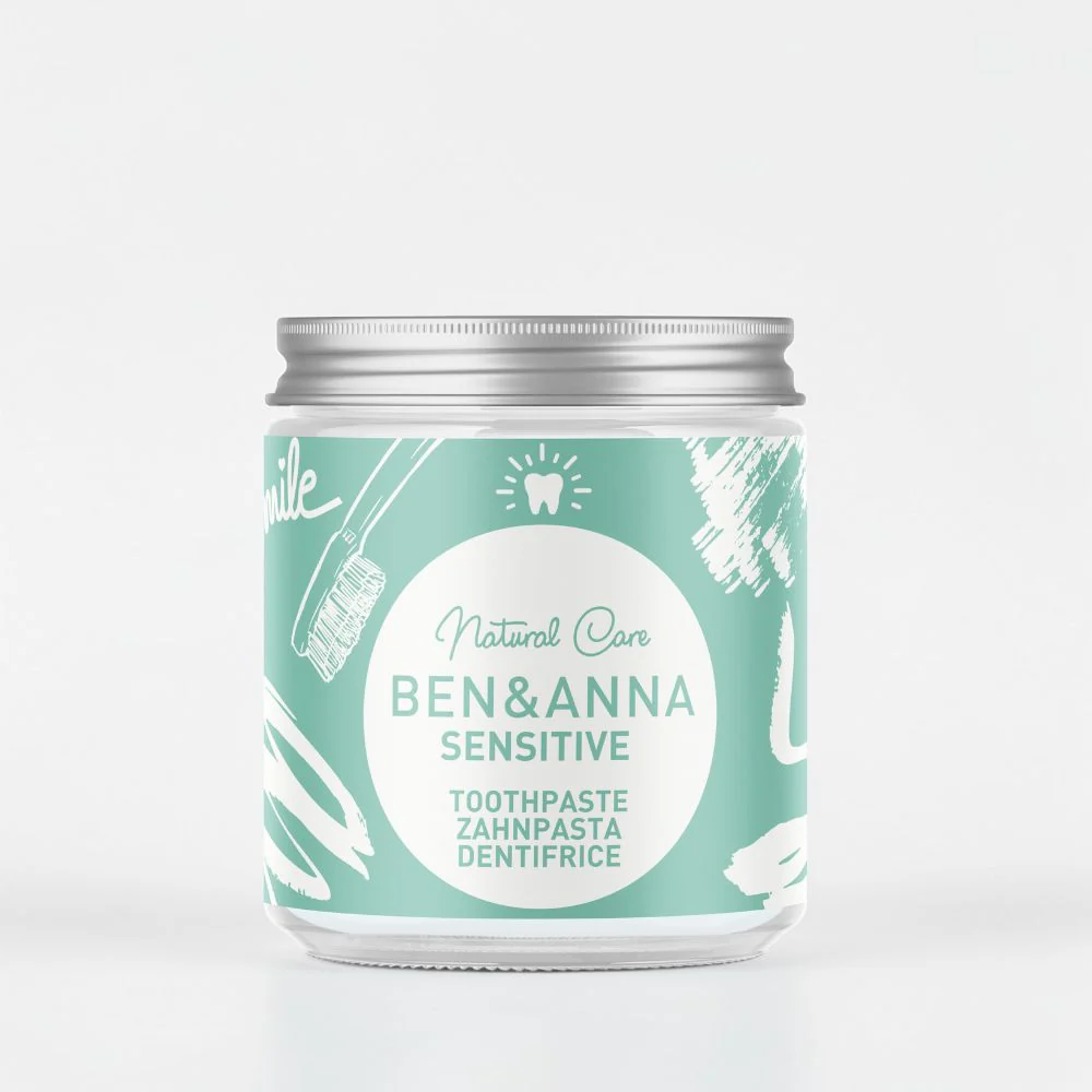 Ben & Anna hammastahna lasipurkkissa (Sensitive), 100ml