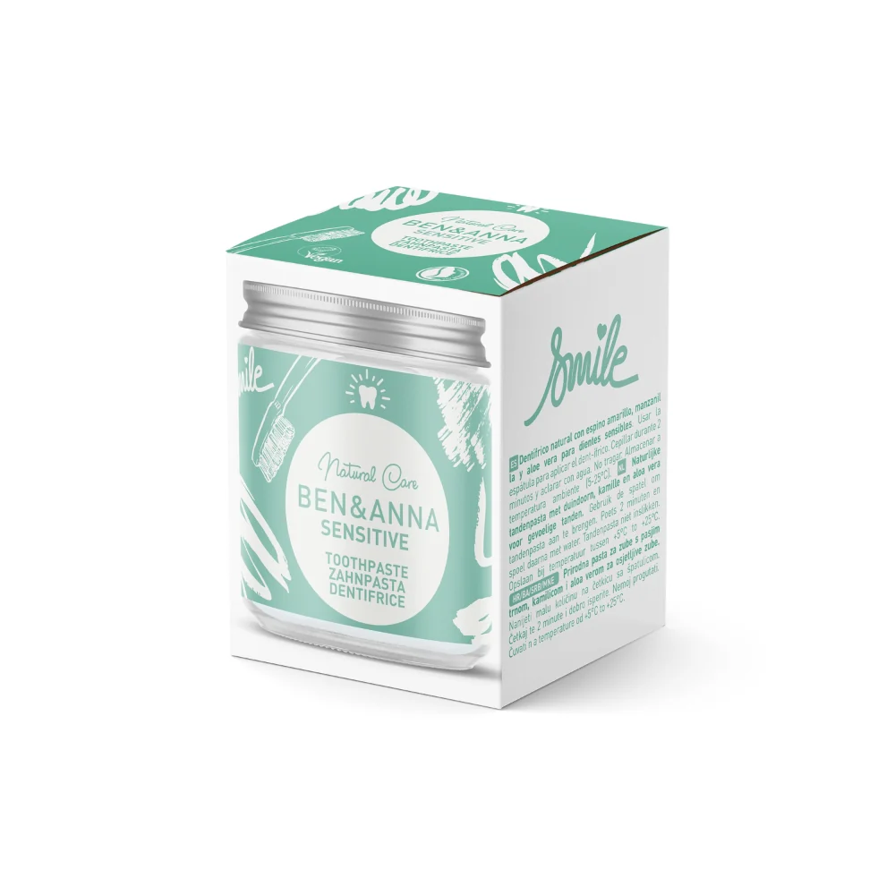 Ben & Anna hammastahna lasipurkkissa (Sensitive), 100ml